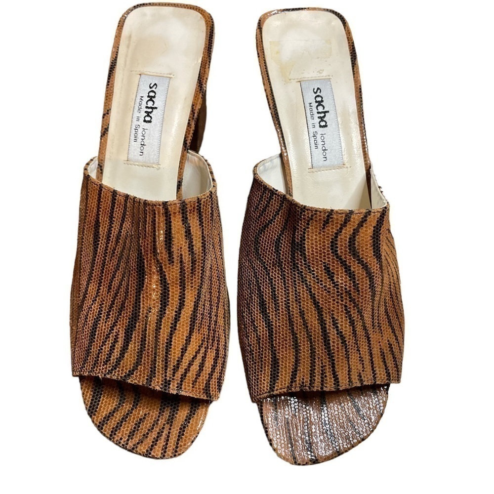 VINTAGE Sacha London Tiger Print Sandal Heels 8